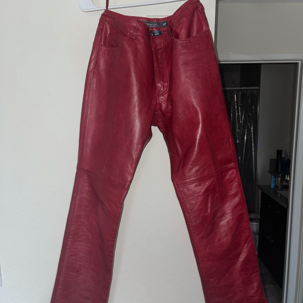 Gap red burgundy leather pants bootcut